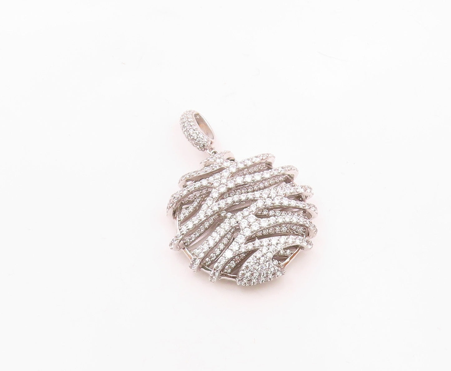 925 Sterling Silver  Vintage Sparkly Topaz 3D Zig Zag Pendant  PT20384