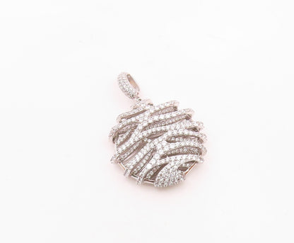 925 Sterling Silver  Vintage Sparkly Topaz 3D Zig Zag Pendant  PT20384
