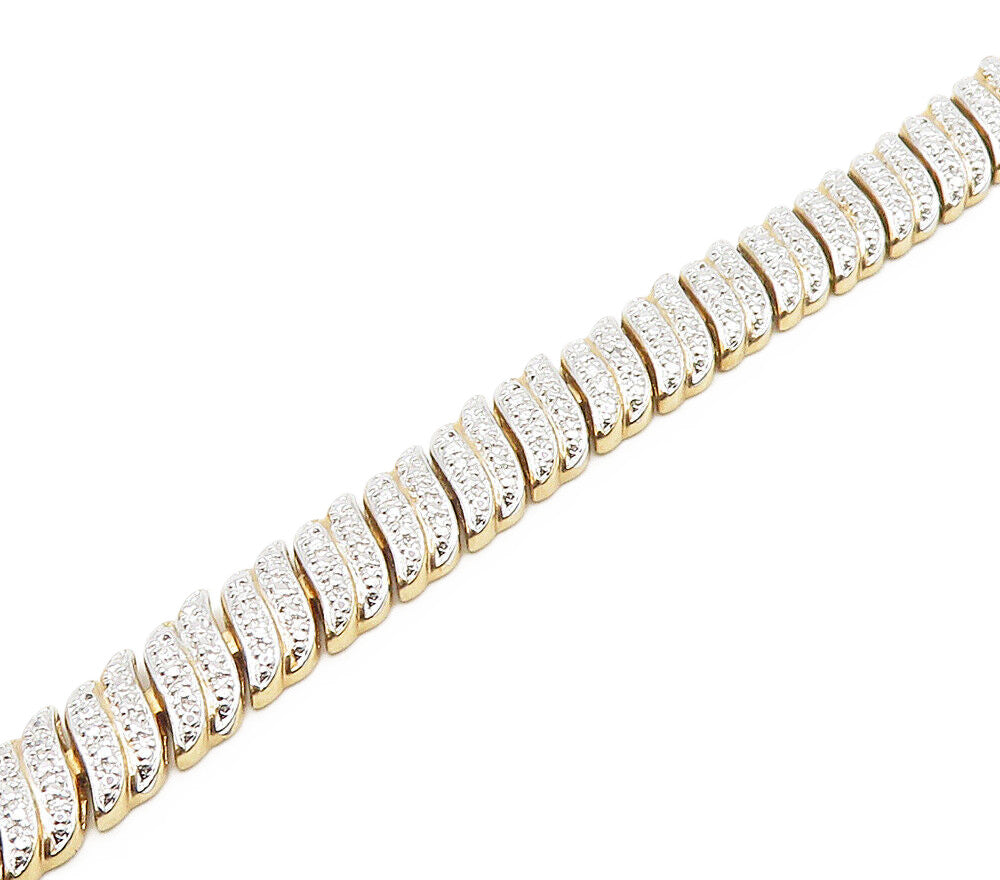 ROSS SIMON 925 Silver   Genuine Diamonds Two Tone Chain Bracelet  BT6508