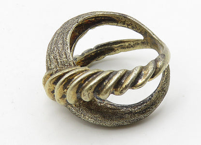 925 Sterling Silver  Vintage Dark Tone Crossover Design Band Ring Sz 5 RG10426