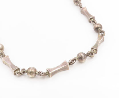 925 Sterling Silver Vintage Necklace MEXICO Solid Geometric Link HEAVY  NE4880