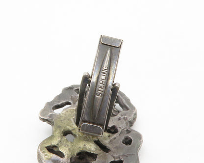 925 Sterling Silver  Vintage Brutalist Sculpted Dark Tone Cufflinks  TR2312