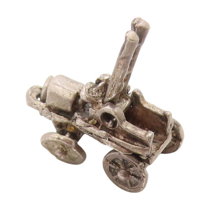 925 Sterling Silver Vintage Pendant Dark Tone Retro Steamroller MOVES  PT25022