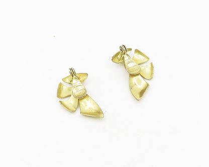 MONET 925 Sterling Silver  Vintage Shiny Two Tone Non Pierce Earrings  EG9426