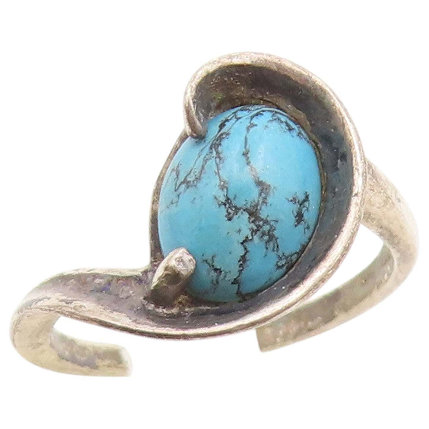 925 Sterling Silver Vintage Ring Classic Cabochon Turquoise Band  Sz 6  RG36914