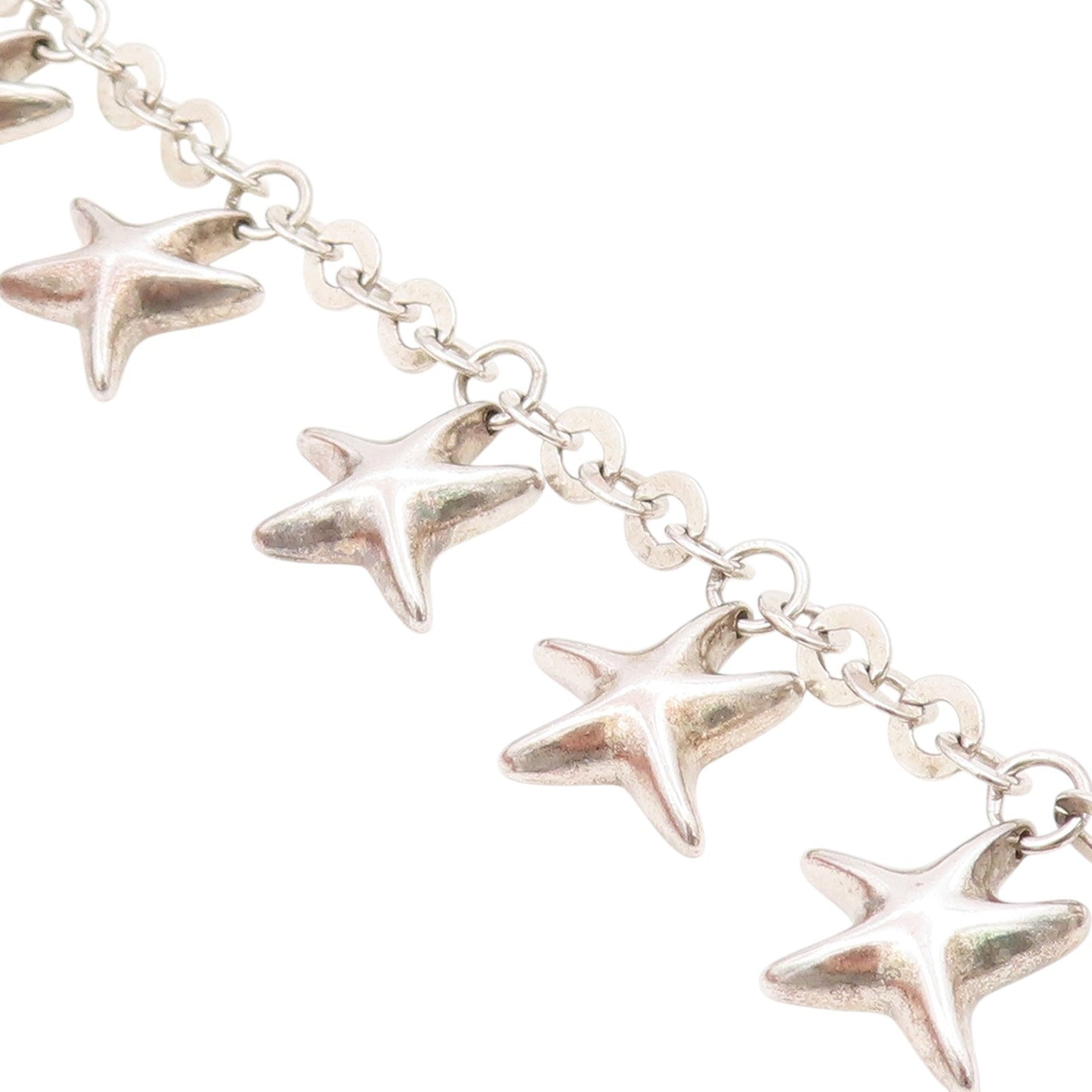 925 Sterling Silver Vintage Bracelet Celestial Dangling Star Charm Link  BT11670