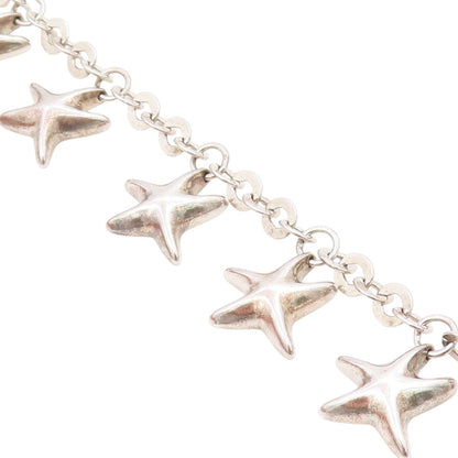 925 Sterling Silver Vintage Bracelet Celestial Dangling Star Charm Link  BT11670