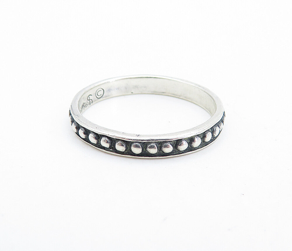 SHUBE 925 Silver  Vintage Oxidized Circle Pattern Thin Band Ring Sz 7  RG6423