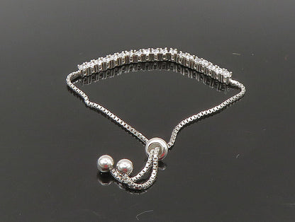 925 Silver  White Cubic Zirconia Adjustable Child Box Chain Bracelet  BT1061