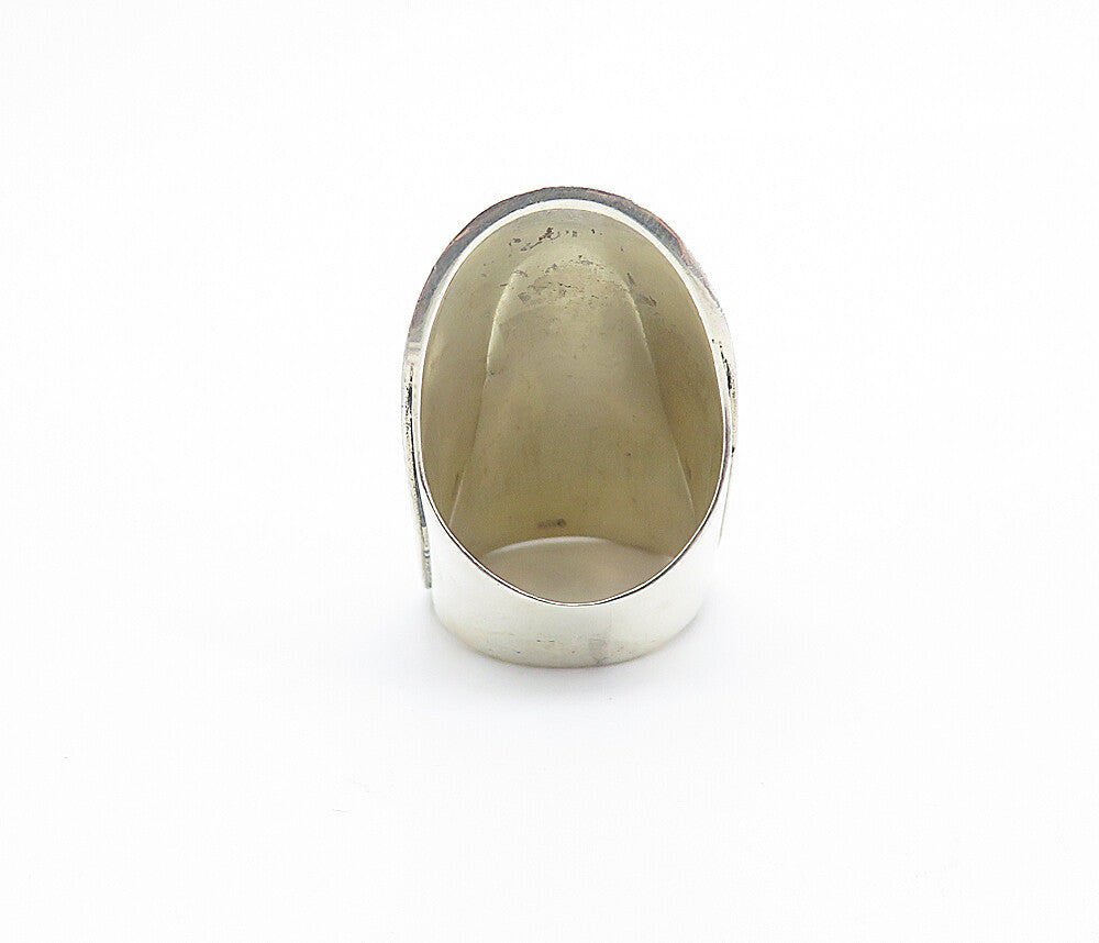 925 Sterling Silver  Vintage Wheat Detail Full Finger Band Ring Sz 5  RG8100