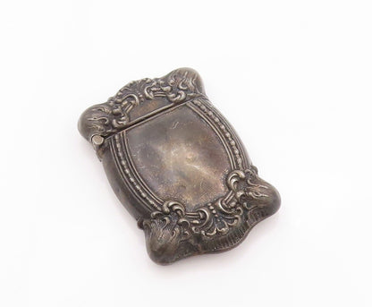 925 Sterling Silver Vintage Vesta Case Dark Tone Floral Carved OPENS  TR3929