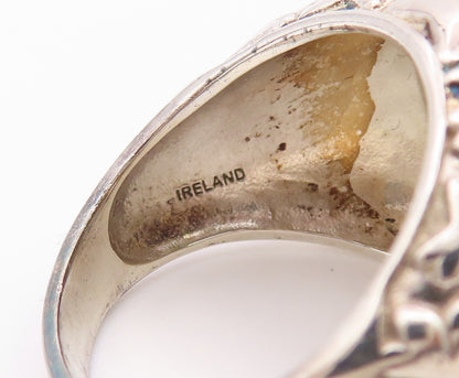 925 Sterling Silver Vintage Ring IRELAND 1966 Eire Hare Coin  Sz 10  RG36469