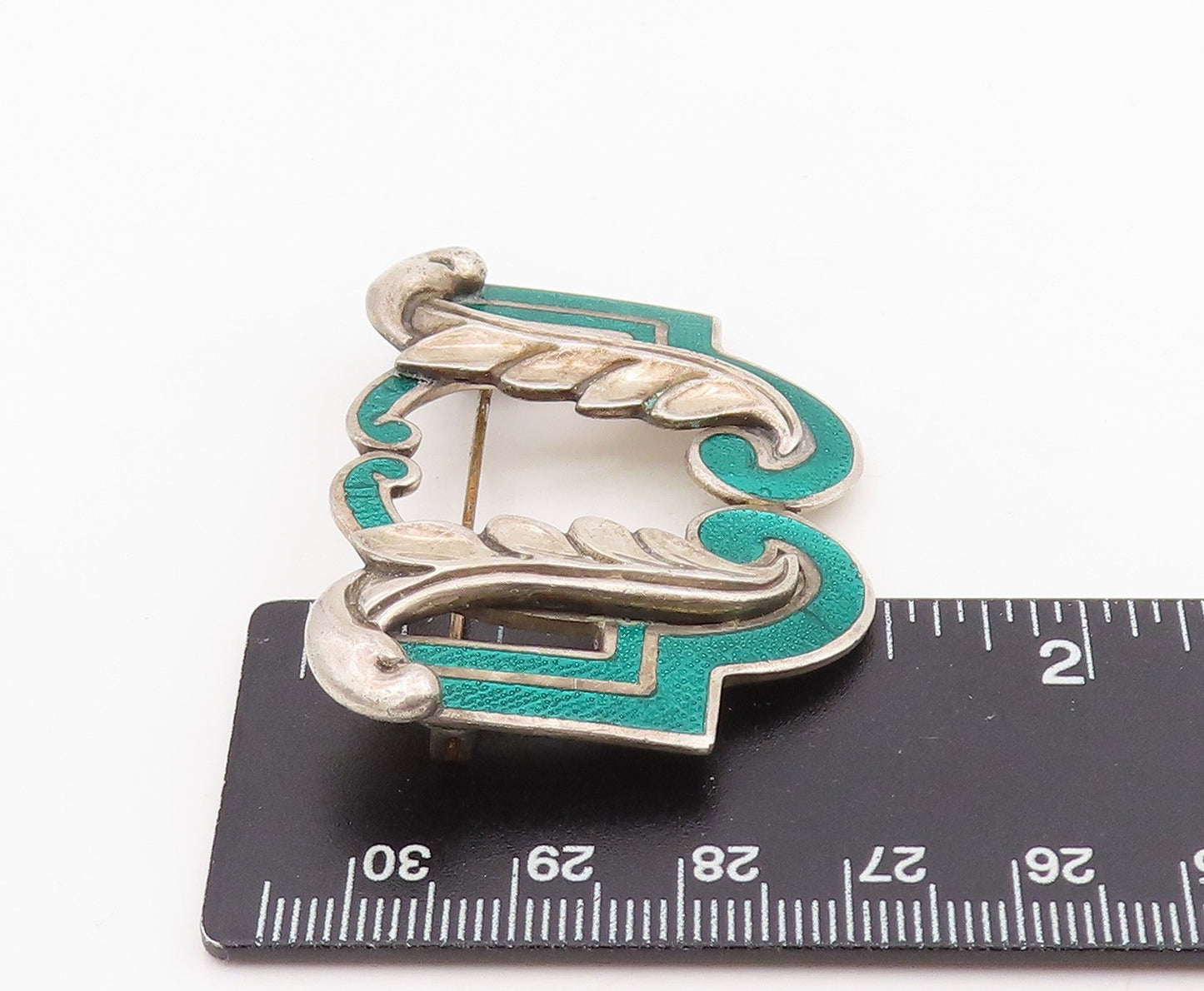 925 Sterling Silver Vintage Brooch MARGOT DE TAXCO Enameled Floral Leaf  BP12073