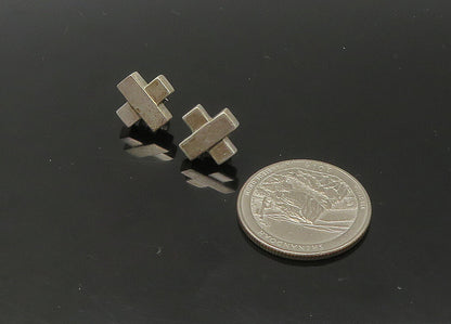 925 Silver & 14K GOLD  Vintage Petite Smooth Crossed Stud Earrings  EG10979