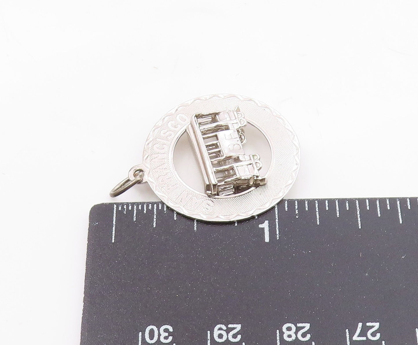 CREA 925 Sterling Silver   Vintage San Francisco Trolley Car Pendant  PT20643