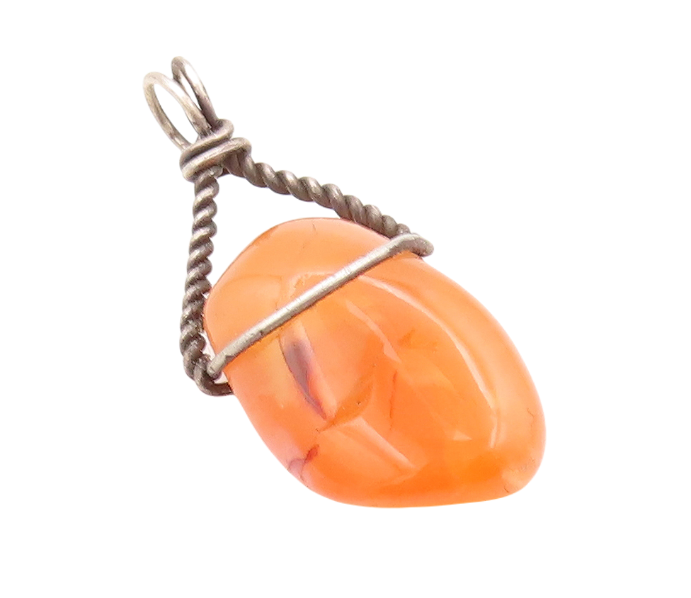 925 Sterling Silver Vintage Pendant Modernist Twisted Wire Gemstone  PT23603