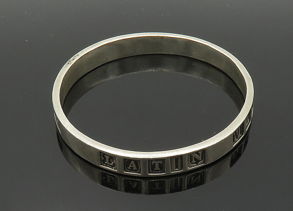 VASS LUDACER 925 Sterling Silver Vintage Latin Quote Rare Bangle Bracelet BT8146