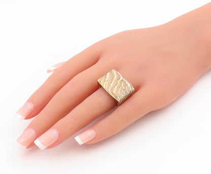 925 Sterling Silver Vintage Ring ITAOR Textured Wave Signet  Sz 8.5  RG34642