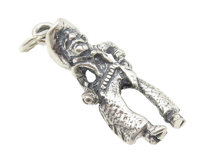 925 Sterling Silver  Vintage Petite Oxidized Cowboy Figure Drop Pendant PT8694