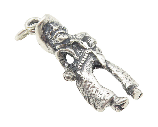 925 Sterling Silver  Vintage Petite Oxidized Cowboy Figure Drop Pendant PT8694