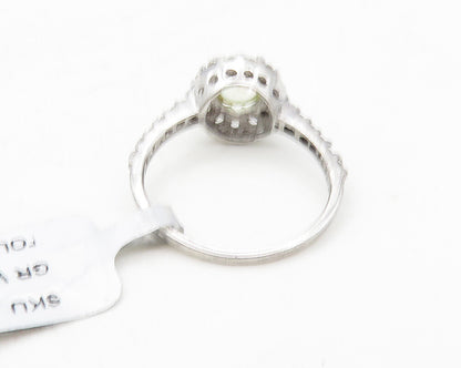 925 Sterling Silver  Cabochon Cut Topaz Shiny Floral Band Ring Sz 7  RG10119