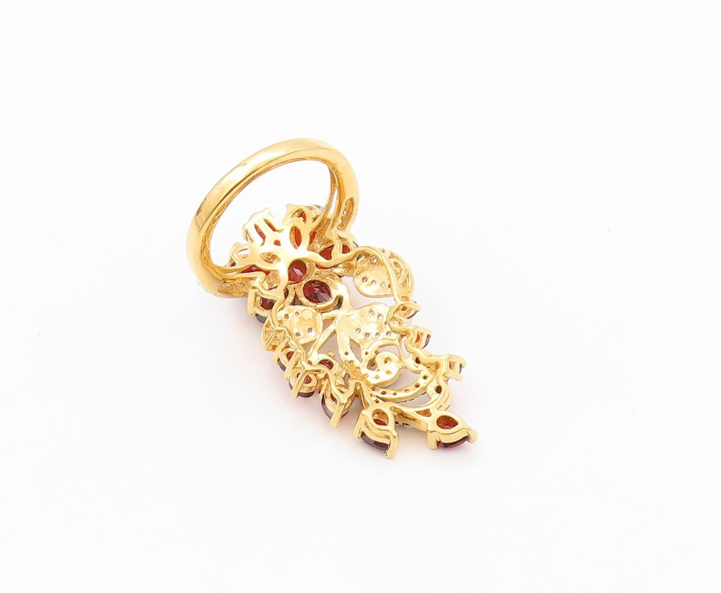 925 Sterling Silver Vintage Ring Gold Plated Garnet CZ Spinel  Sz 5  RG32210
