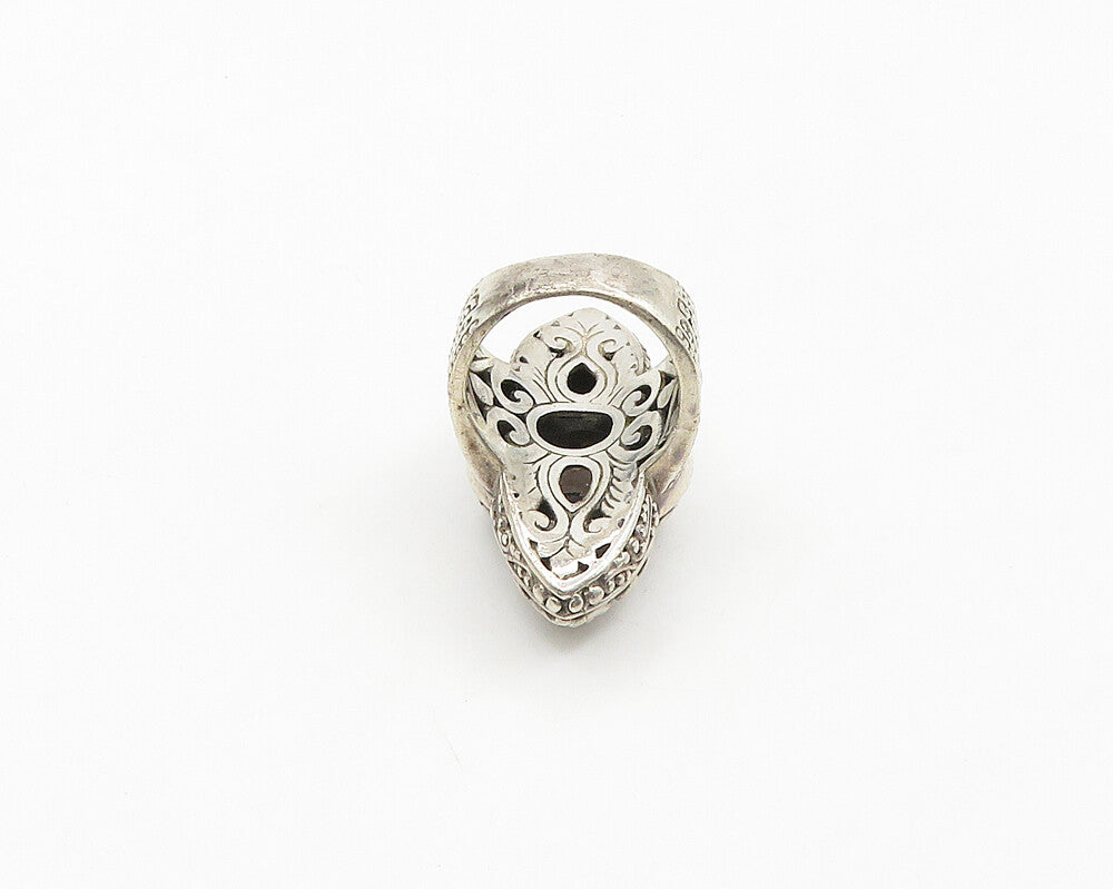 SARDA 925 Silver  Vintage Mystic Topaz Ornate Swirl Cocktail Ring Sz 5 RG19311