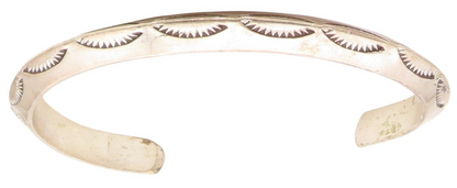 925 Sterling Silver Vintage Bracelet NAVAJO Etched Sunrise Wave Cuff  BT11911