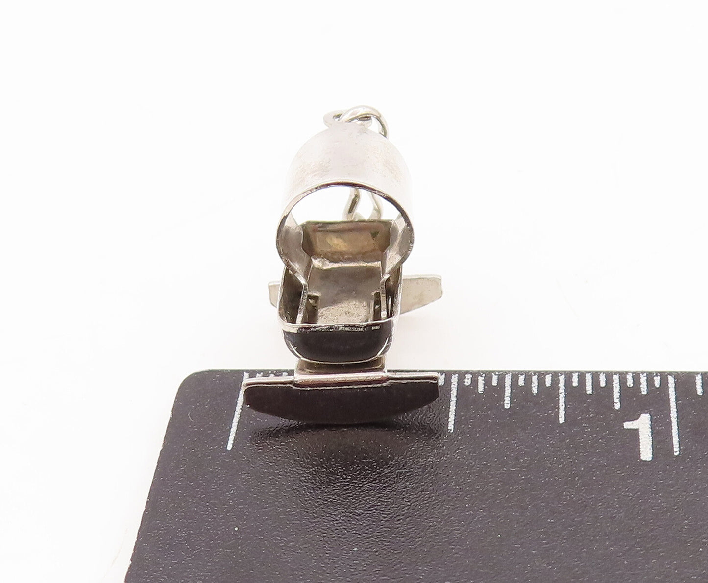 925 Sterling Silver Vintage Pendant Minimalist 3D Carved Crib Charm  PT23171