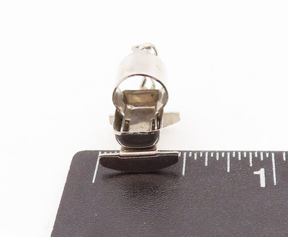 925 Sterling Silver Vintage Pendant Minimalist 3D Carved Crib Charm  PT23171
