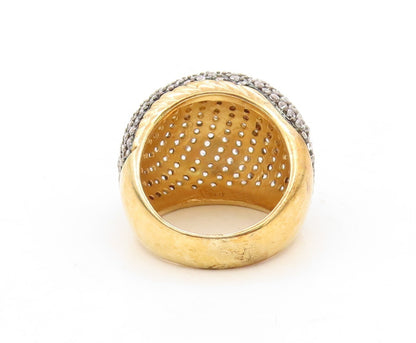 925 Sterling Silver Vintage Ring Gold Plated Topaz Inlay Dome  Sz 6.5  RG30190