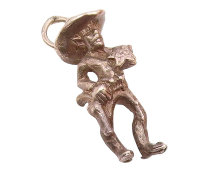 925 Sterling Silver  Vintage Petite Dark Tone Cowboy Person Pendant  PT18544