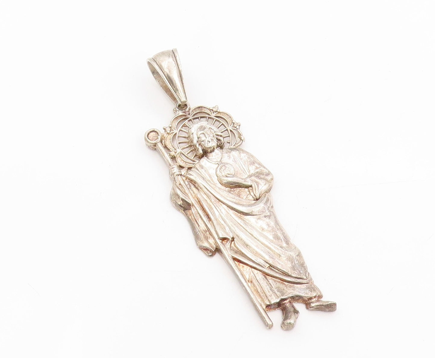 925 Sterling Silver Vintage Pendant Catholic Saint Jude Religious Locket PT25431