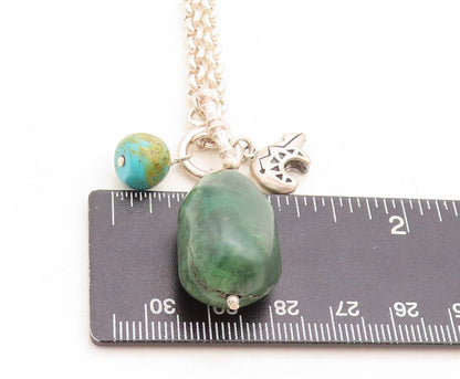 SHUBE 925 Sterling Silver  Vintage Jasper & Turquoise Chain Necklace  NE1978