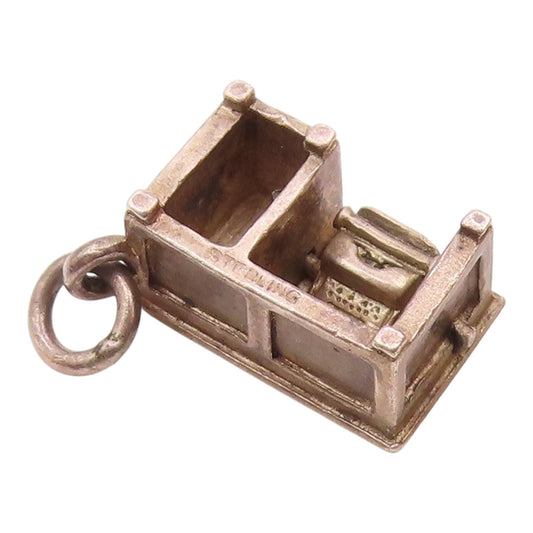 925 Sterling Silver  Vintage Desk With Typewriter Pendant (MOVES)  PT18452