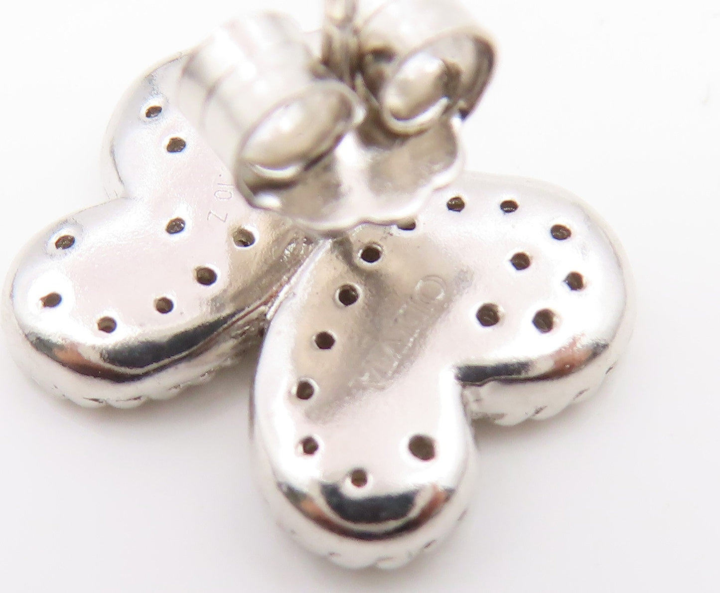 925 Sterling Silver Vintage Earrings OLIVIA Real Diamond Butterfly Stud  EG14150