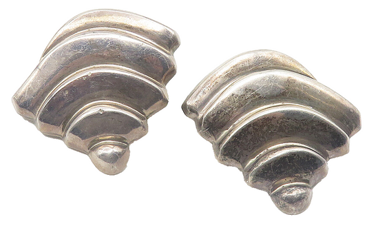 MEXICO 925 Sterling Silver Vintage Graduated Design Non Pierce Earrings EG6031