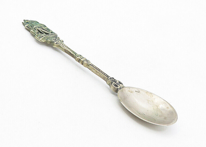 925 Sterling Silver  Vintage Antique Boat Floral Detail Petite Spoon  TR1308