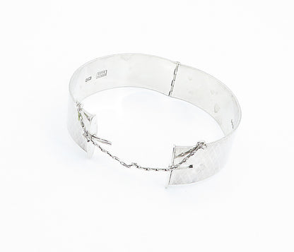 ENGLAND 925 Sterling Silver  Vintage Diamond Pattern Bangle Bracelet  BT3339