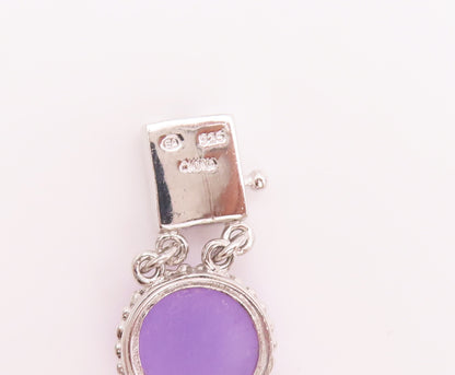 925 Sterling Silver Vintage Bracelet Oval & Round Amethyst Halo Beaded  BT10428