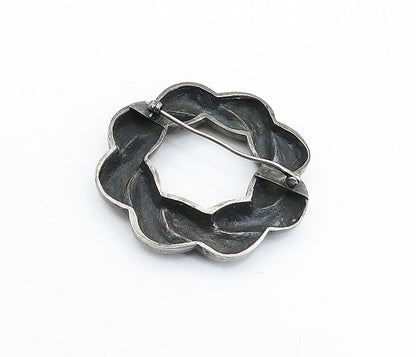 925 Sterling Silver  Vintage Antique Oxidized Interlaced Brooch Pin  BP2259
