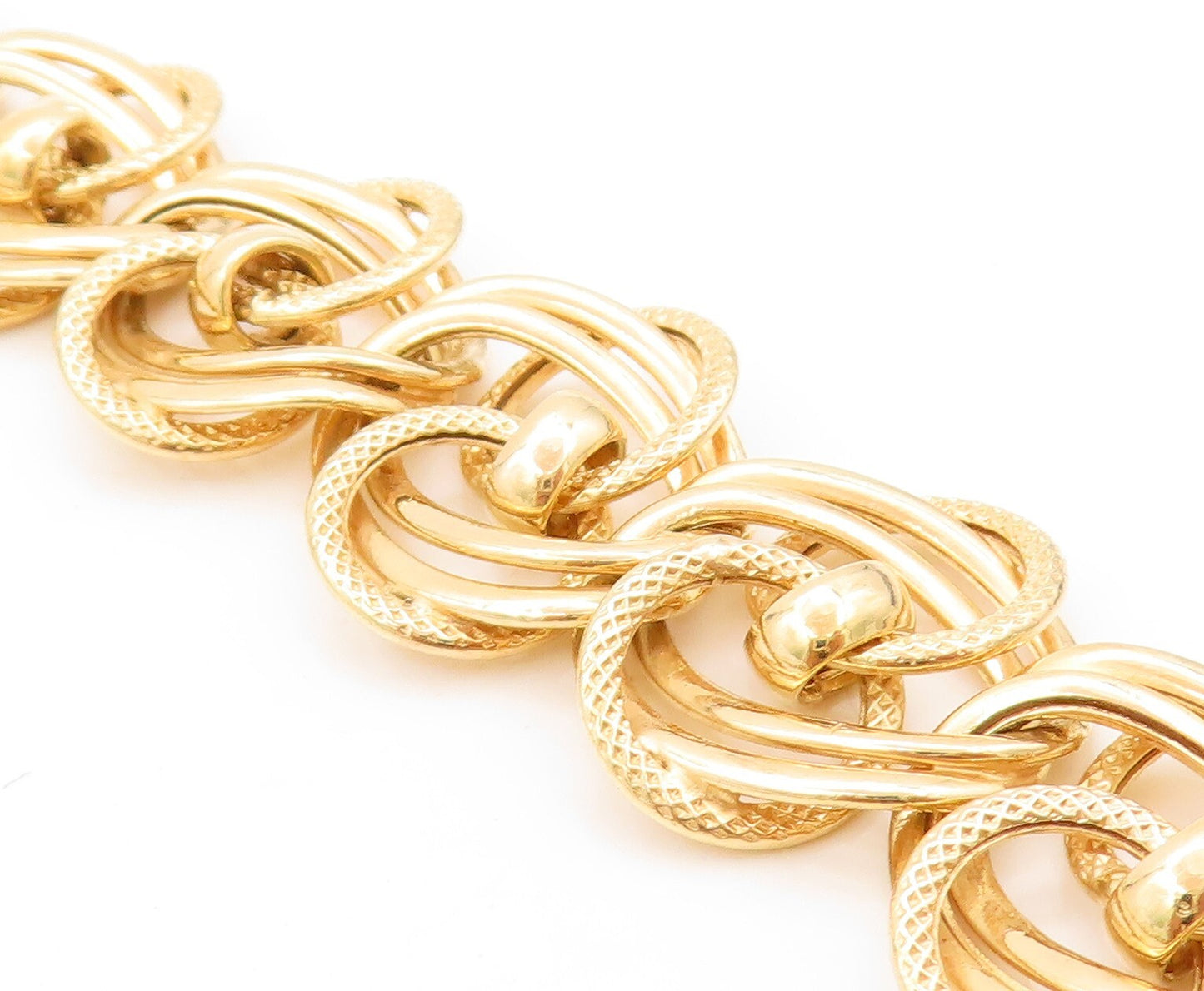 925 Sterling Silver Vintage Necklace Gold Plated Cutout Interlocked Rings NE4410
