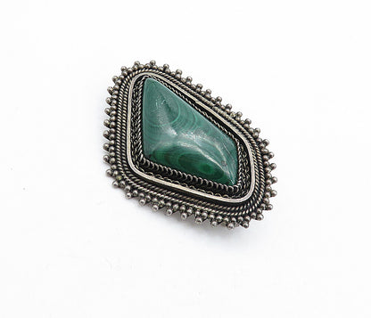 ISRAEL 925 Sterling Silver  Vintage Eilat Stone Twist Border Brooch Pin BP1580