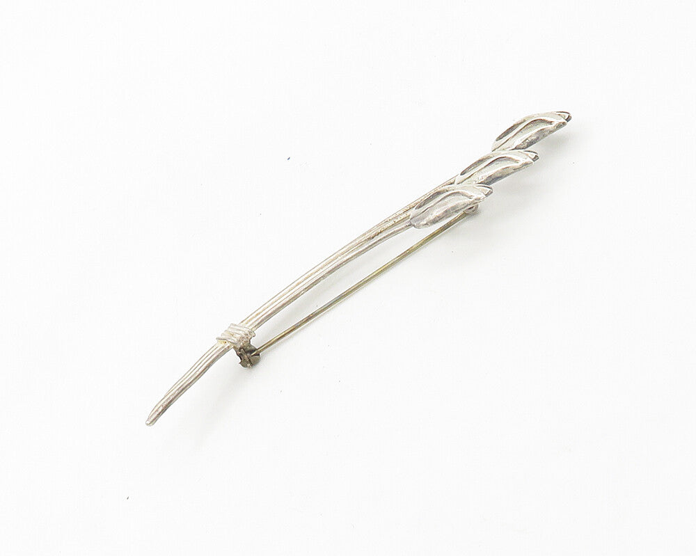 925 Sterling Silver  Vintage Shiny Open Tulip Flowers Motif Brooch Pin  BP7437