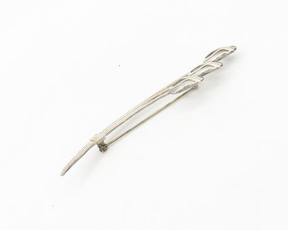925 Sterling Silver  Vintage Shiny Open Tulip Flowers Motif Brooch Pin  BP7437