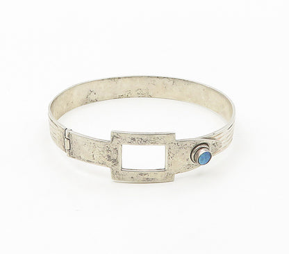 DESIGNER 925 Silver  Vintage Turquoise Cutout Hook Bangle Bracelet  BT6627