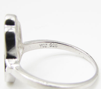 925 Sterling Silver  Cut Out Love Heart Hamsa Band Ring Sz 7  RG3347