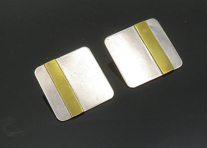 DESIGNER 925 Sterling Silver  Vintage Two Tone Non Pierce Earrings  EG9986
