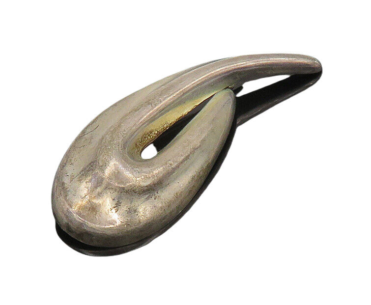 ZINA 925 Silver  Vintage Smooth Shiny Modernist Swirl Brooch Pin  BP7770