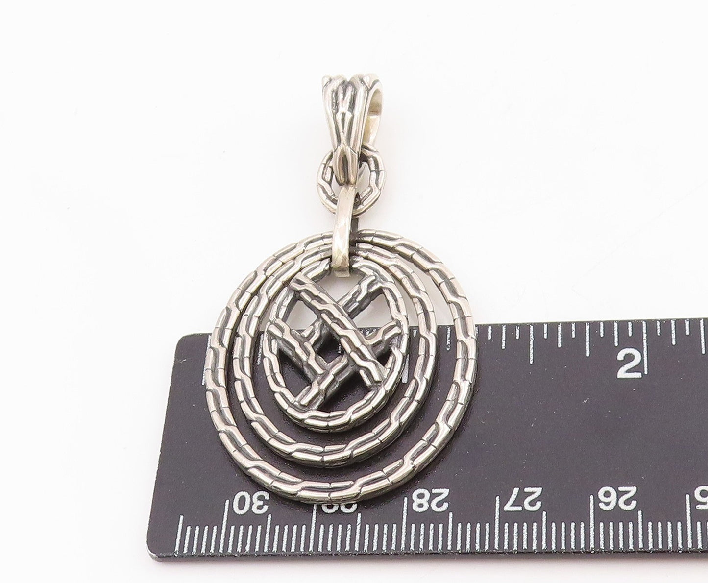 925 Sterling Silver Vintage Pendant Modernist Intricate Celtic Knot  PT25518